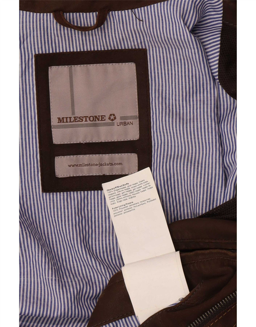 Milestone Herren Lederjacke UK 38 Mittelbraun