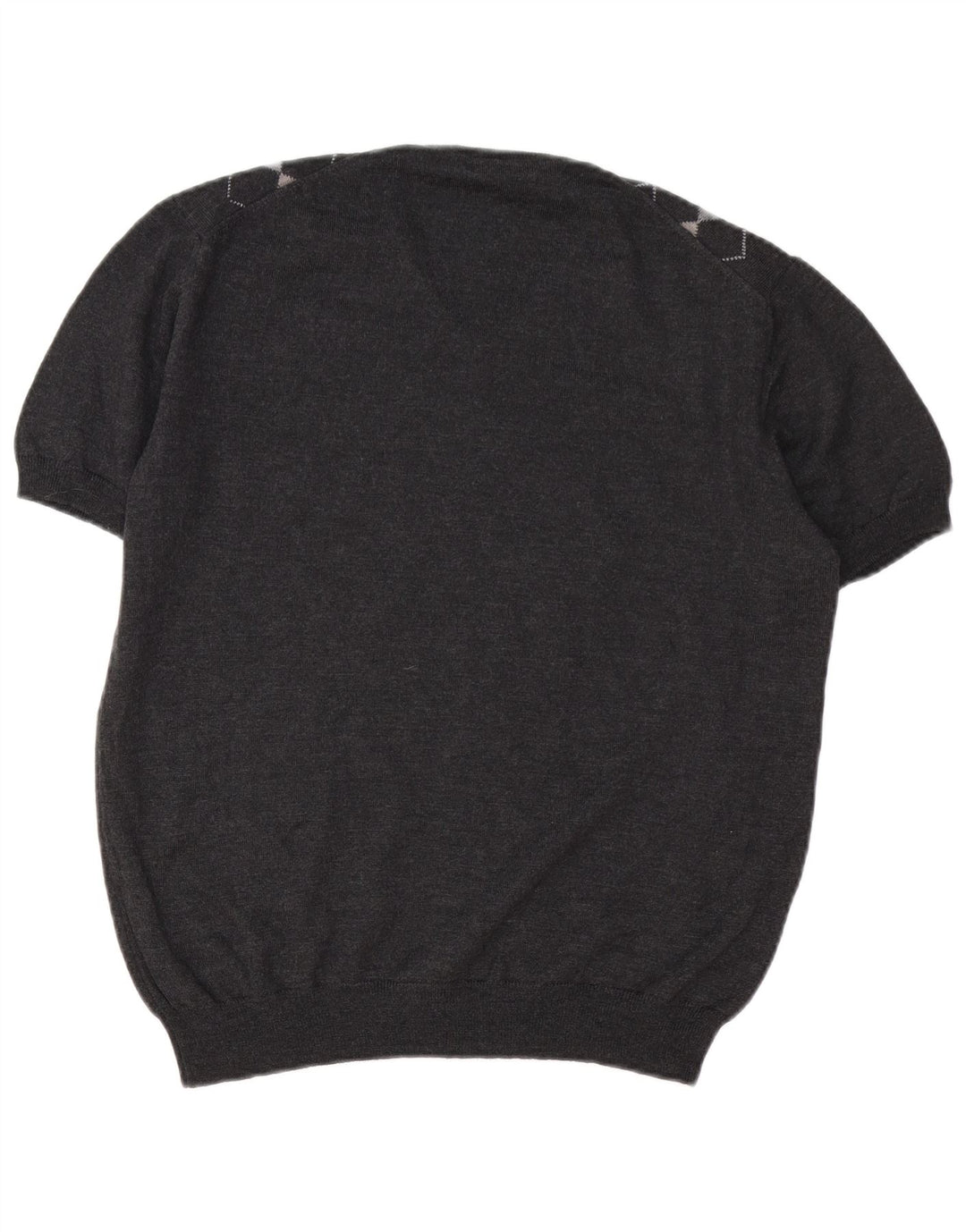 VINTAGE Damen-Pullover mit V-Ausschnitt, UK 16, Größe L, grau, Argyle/Diamant