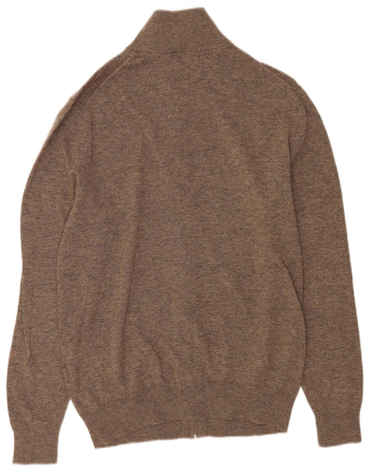 GANT Herren-Strickjacke aus mittelbraun gesprenkelter Wolle