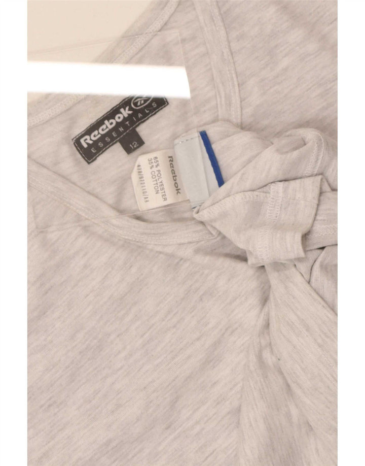Reebok Damen T-Shirt Top UK 12 Mittelgraues Polyester