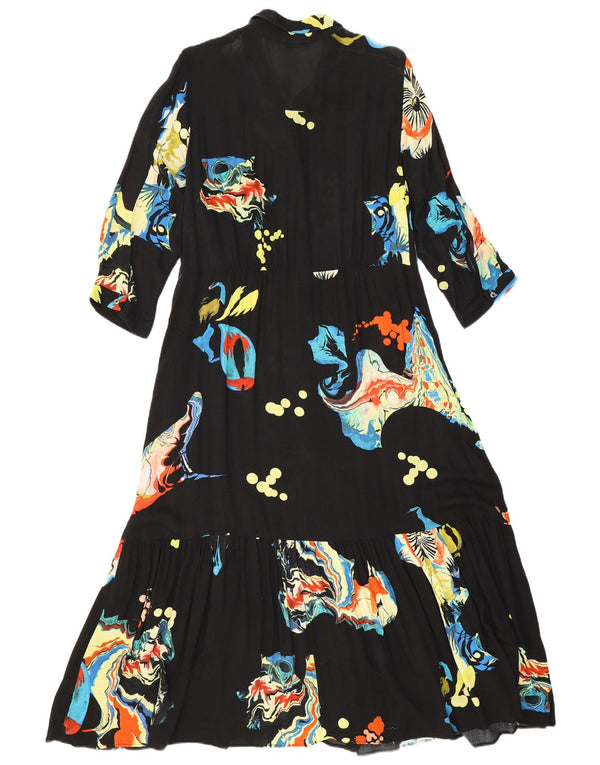 Desigual Damen-Hemdkleid mit abstraktem Muster und 3/4-Ärmeln, UK 18, XL, Schwarz