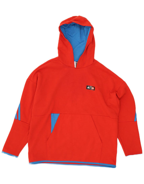 Adidas Kapuzenpullover für Jungen, 11–12 Jahre, rote Farbblock-Baumwolle