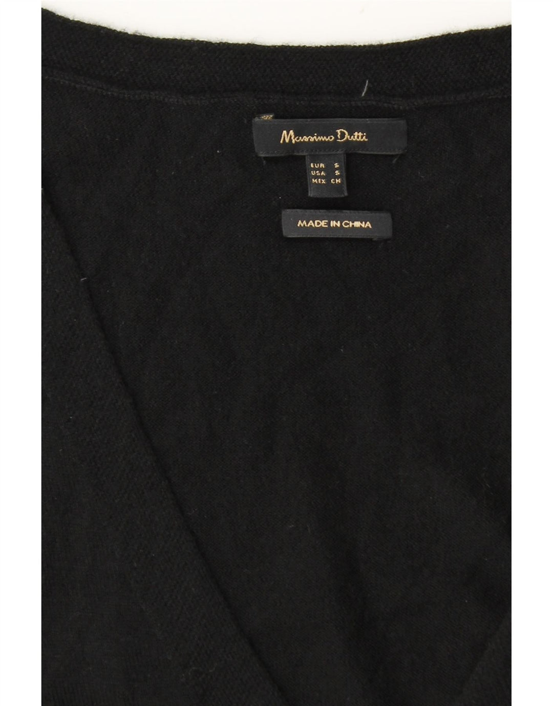 Massimo Dutti Herren-Pullover mit V-Ausschnitt, Größe S, Schwarz