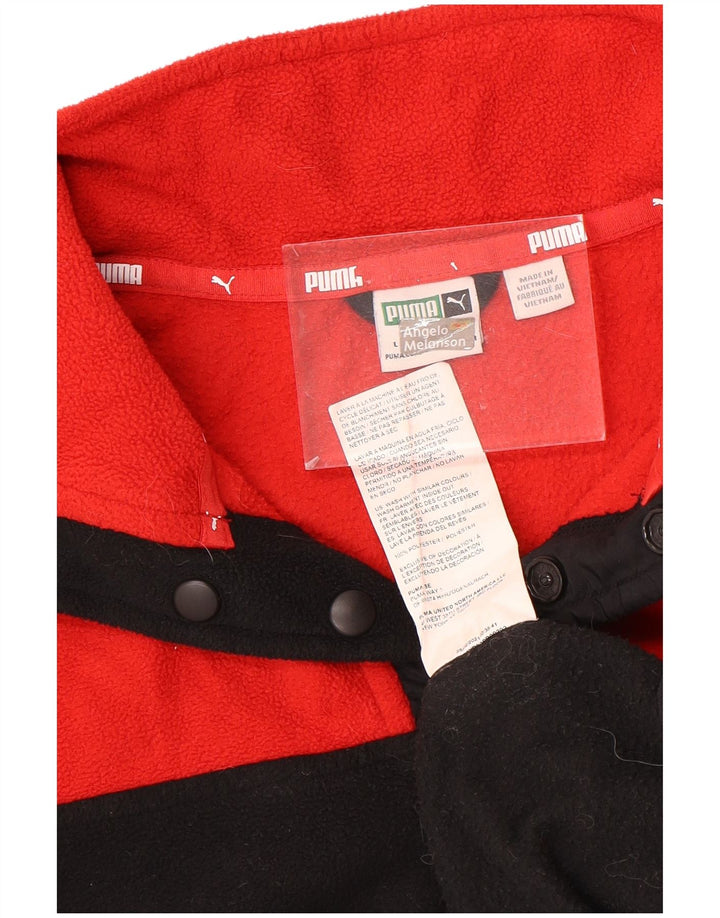 PUMA Jungen-Fleecepullover mit Knopfkragen, 11–12 Jahre, Größe L, Schwarz, Farbblock