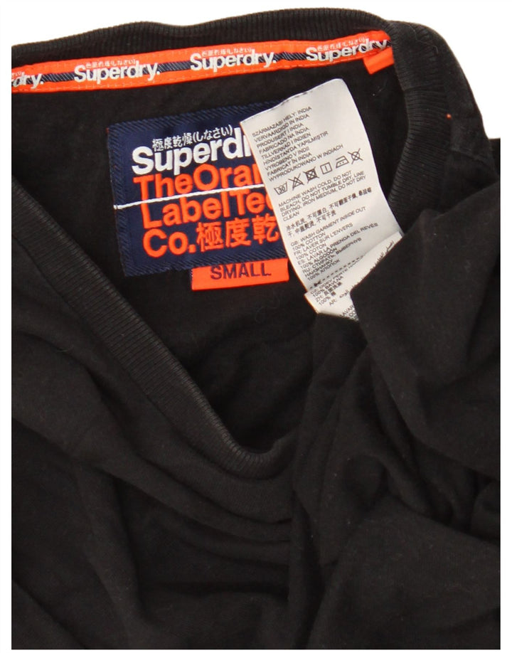 Superdry Herren T-Shirt Top Small aus schwarzer Baumwolle