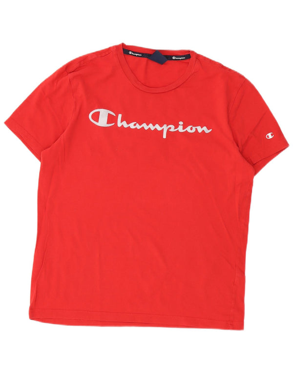 Champion Herren-T-Shirt mit Grafik, mittelrote Baumwolle