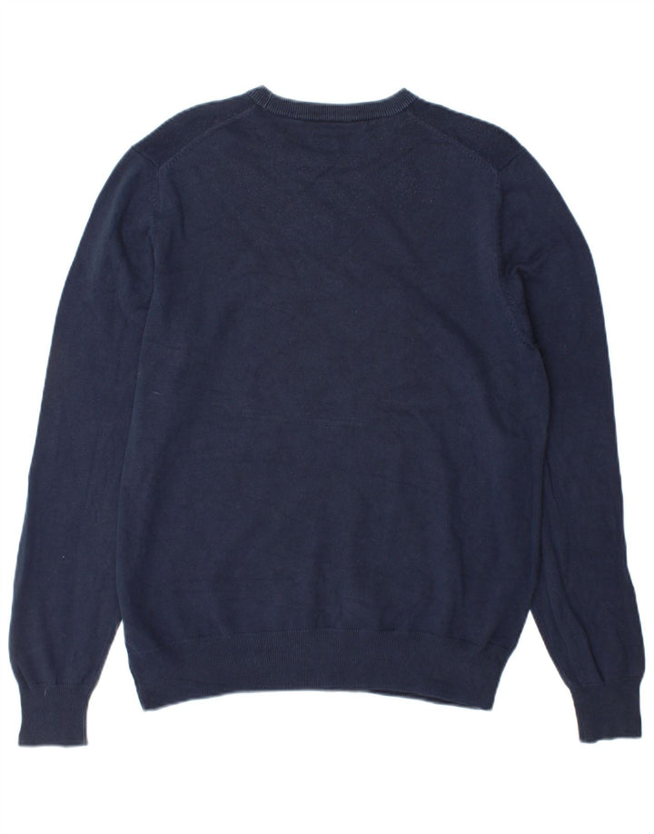 Marks & Spencer Herren-Pullover mit Rundhalsausschnitt, mittelmarineblaue Baumwolle