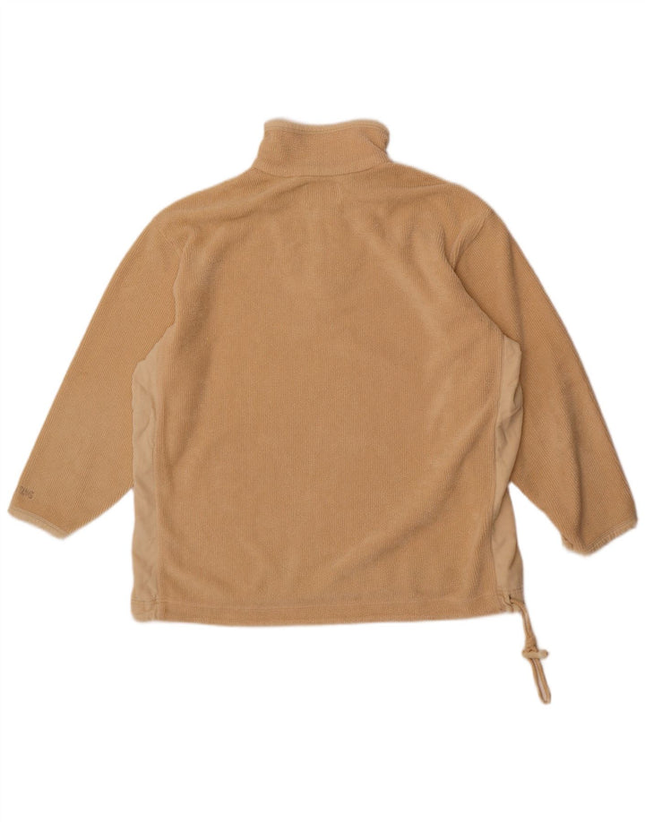 Mustang Herren-Fleecepullover mit Reißverschluss am Hals, großes beiges Farbblock-Polyester
