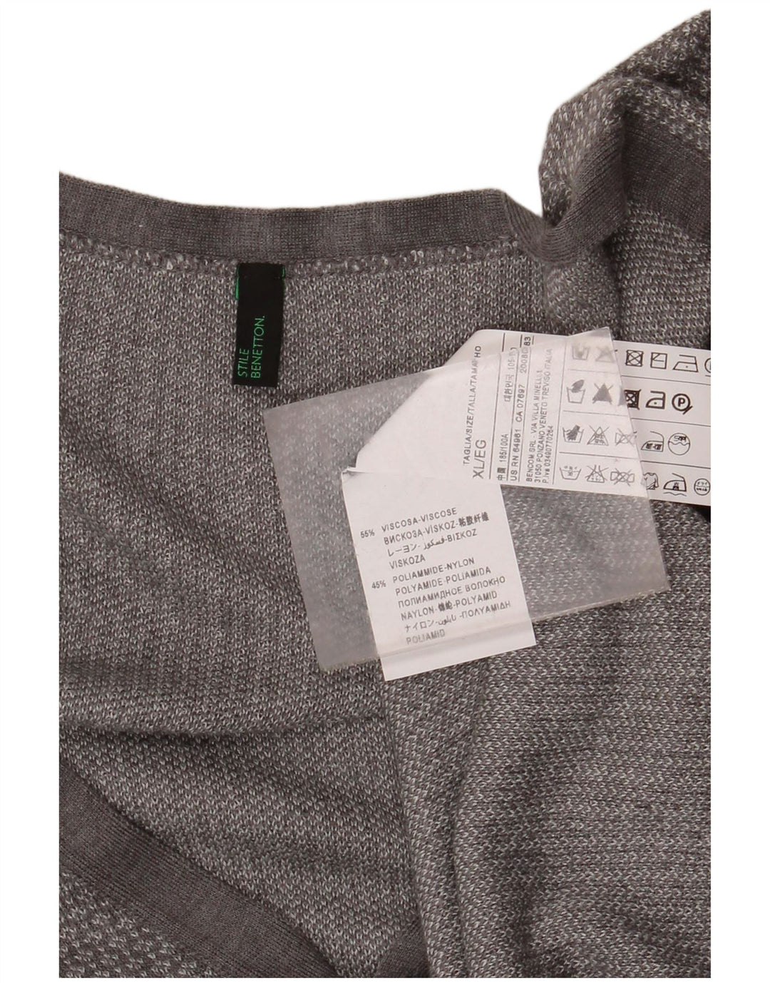 BENETTON Damen-Cardigan-Pullover UK 18 XL Grau gefleckte Viskose