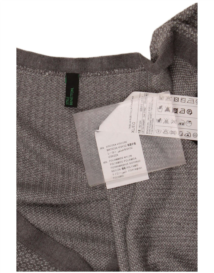 BENETTON Damen-Cardigan-Pullover UK 18 XL Grau gefleckte Viskose