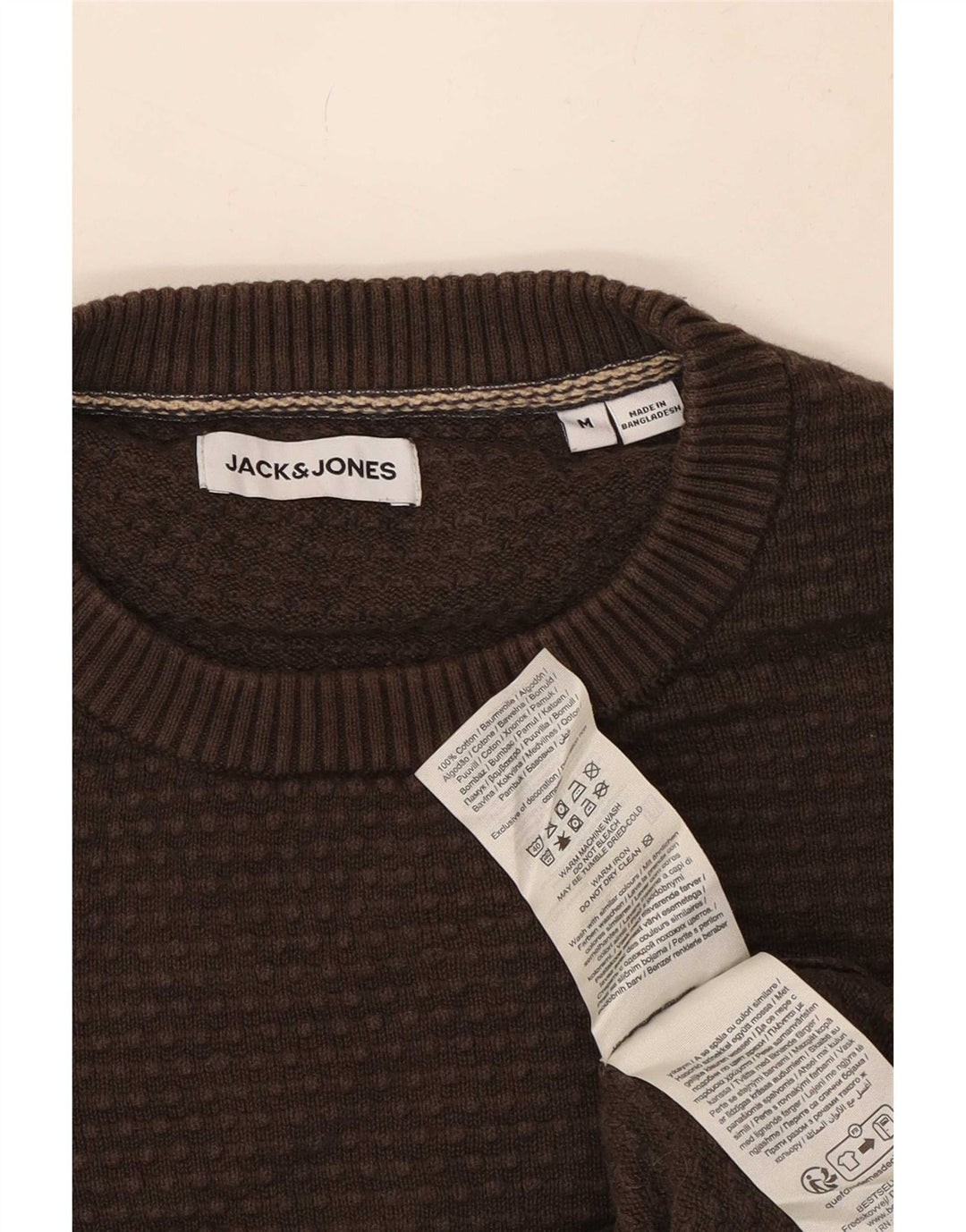 Jack & Jones Herren-Pullover mit Rundhalsausschnitt, mittelbraune Baumwolle