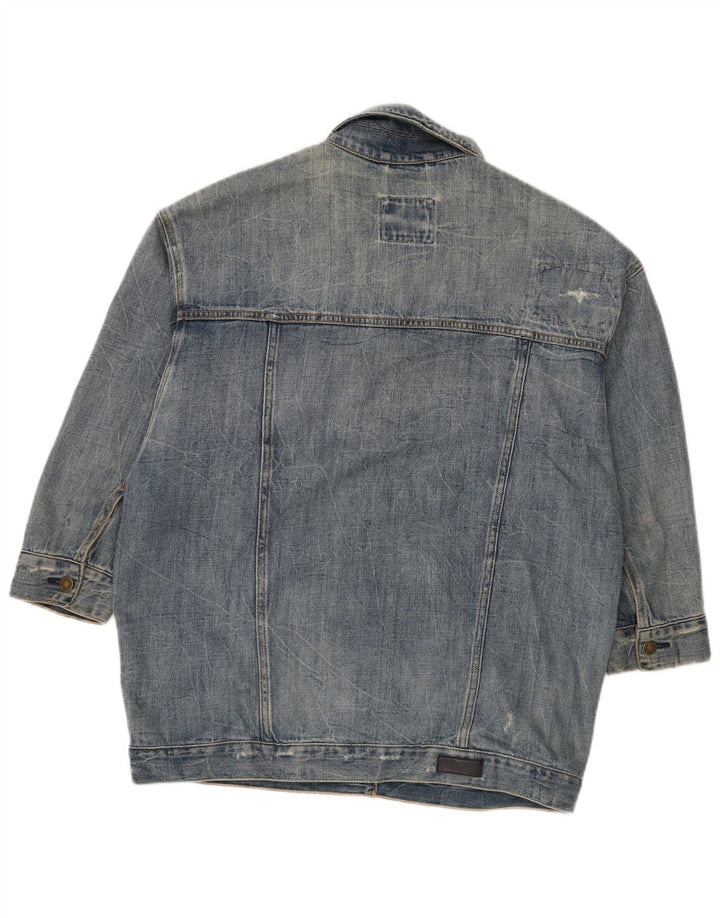 ABERCROMBIE & FITCH Damen Übergroße Jeansjacke UK 14 Mittelblaue Baumwolle