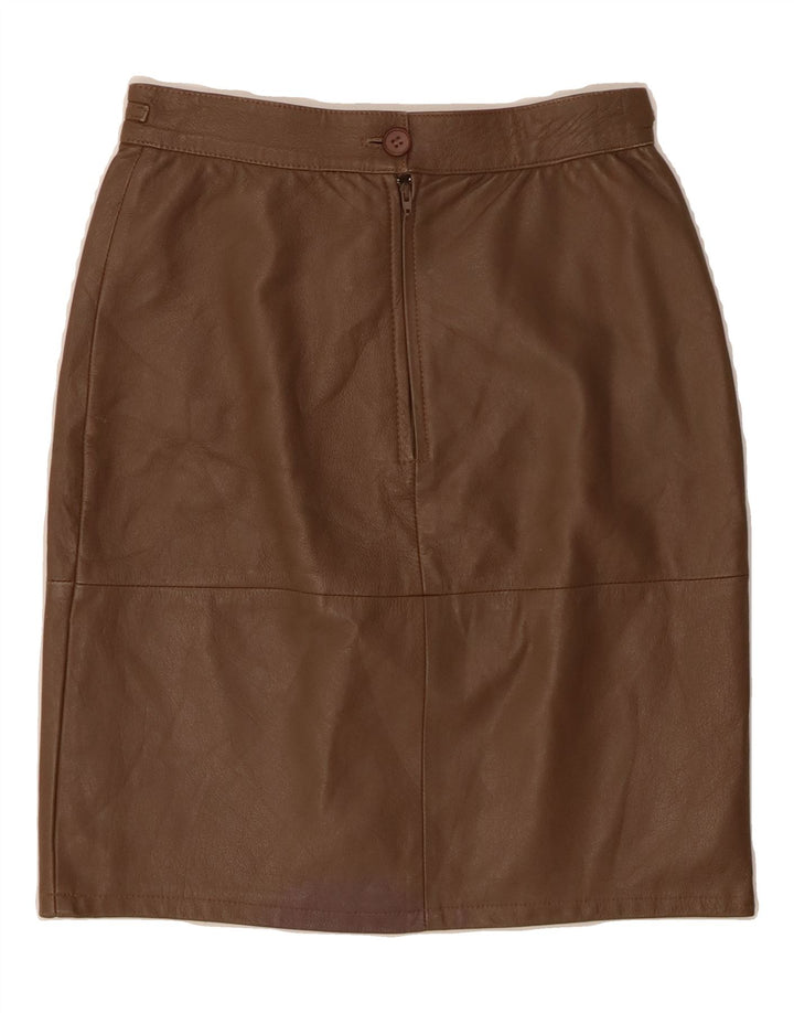 VINTAGE Womens Leather Pencil Skirt IT 42 Medium W26  Brown Vintage Vintage and Second-Hand Vintage from Messina Hembry 
