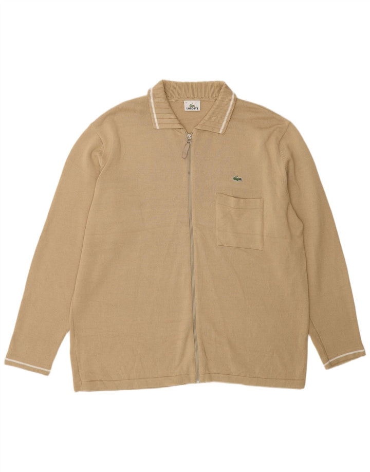Lacoste Herren-Strickjacke, Größe 8 3XL, beige Baumwolle