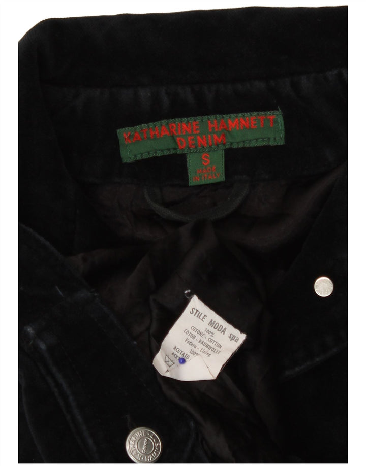 Katharine Hammett Damen Crop Bomberjacke UK 8 Small Marineblaue Baumwolle