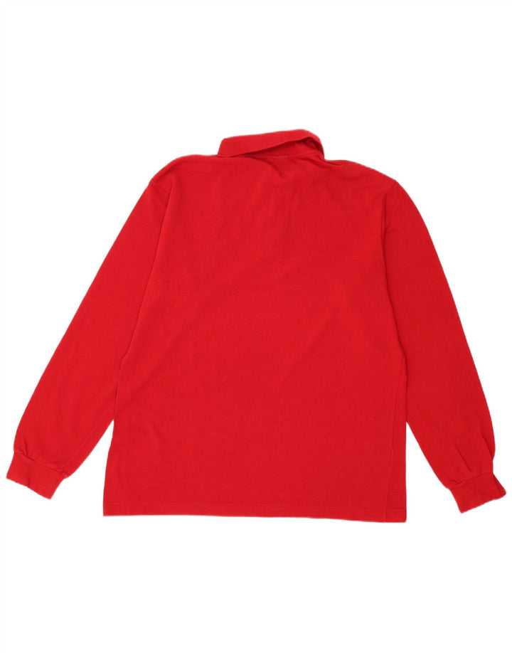 Lacoste Herren-Langarm-Poloshirt, Größe 4, mittelrote Baumwolle