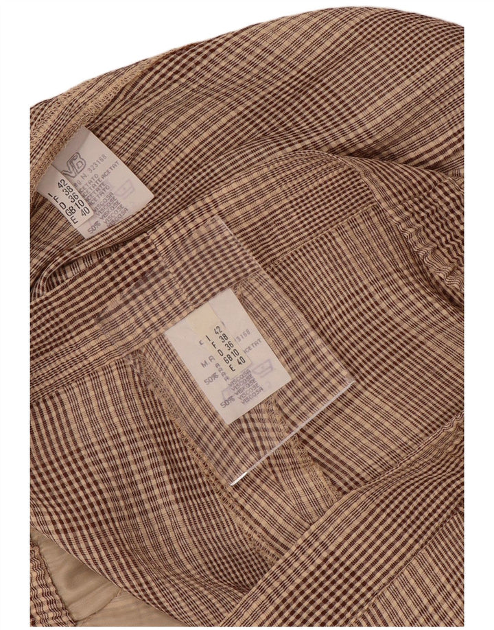 VINTAGE Damen 4-Knopf-2-teiliges Set UK 10 Small W28 Braun kariertes Acetat