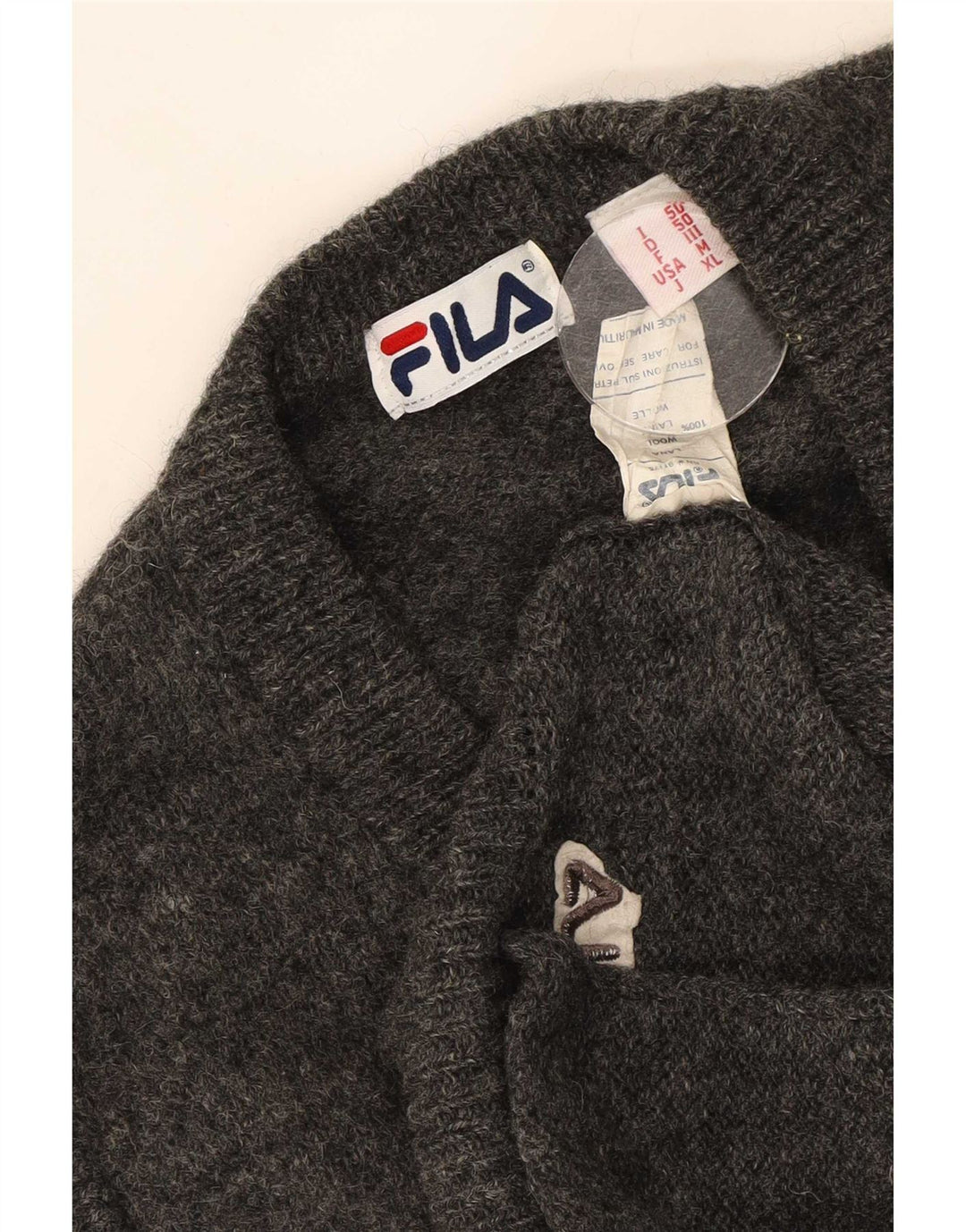 Fila Ärmelloser Herren-Cardigan-Pullover aus mittelgrauer Wolle