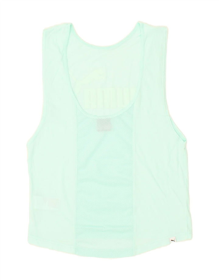 PUMA Womens Graphic Vest Top UK 8 Small  Turquoise Cotton Vintage Puma and Second-Hand Puma from Messina Hembry 