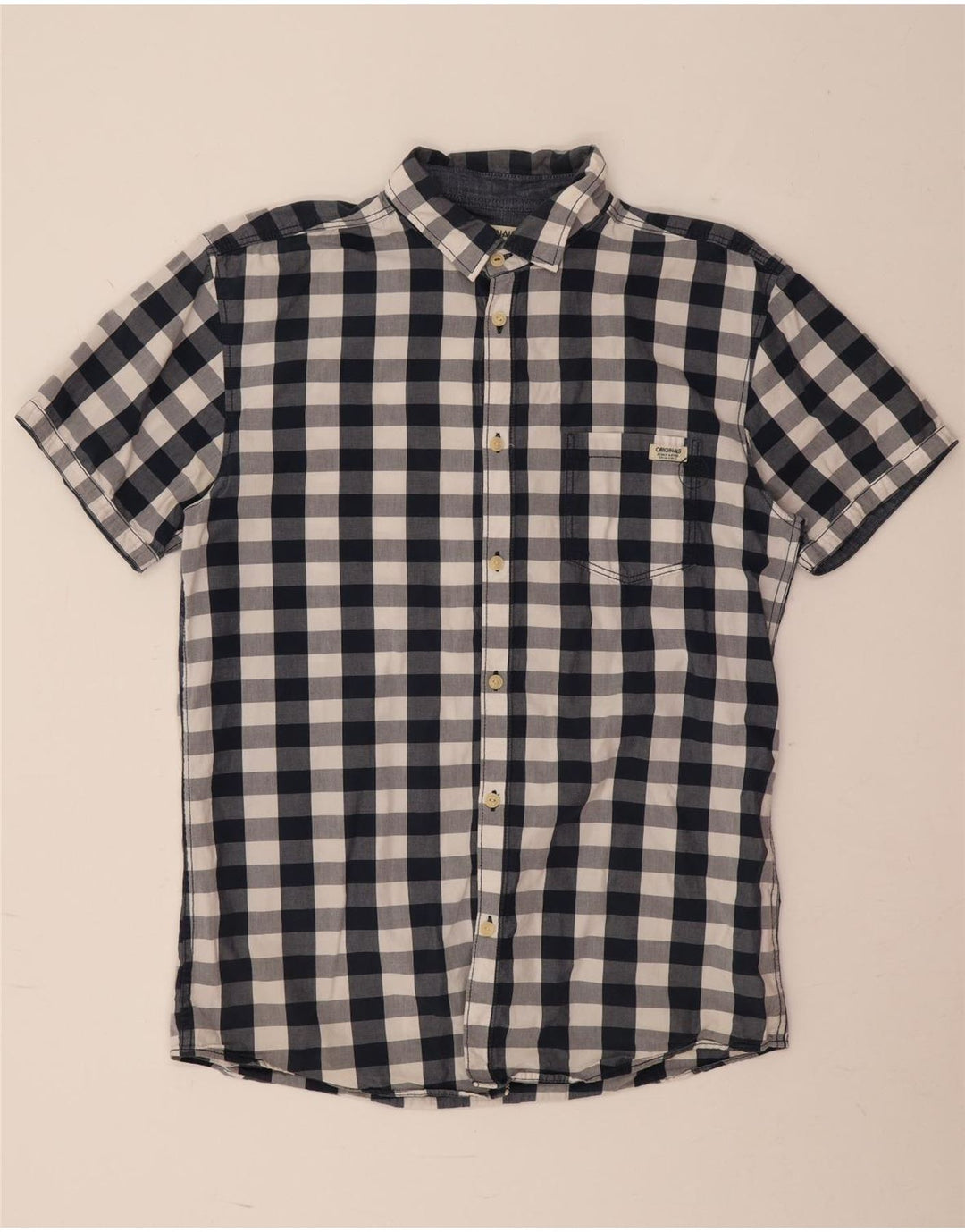 Jack & Jones Herren-Kurzarmhemd, groß, marineblau, kariert, Baumwolle