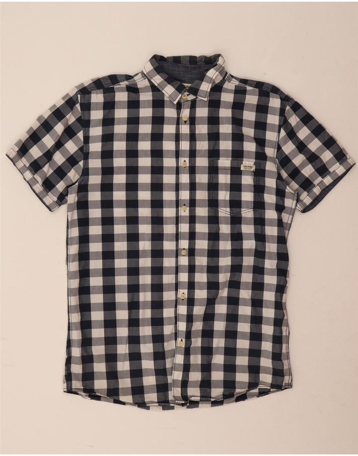 Jack & Jones Herren-Kurzarmhemd, groß, marineblau, kariert, Baumwolle