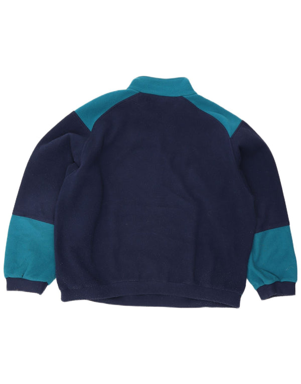 Vintage Herren-Fleecepullover mit Reißverschluss, 2XL, Blau, Farbblock