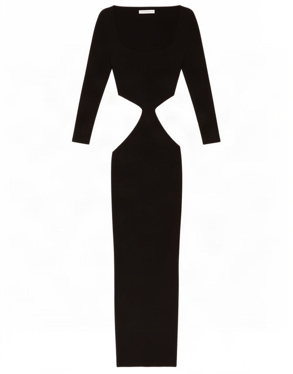 Topshop Damen Langarm-figurbetontes Kleid mit Ausschnitt, UK 4 XS, schwarze Viskose