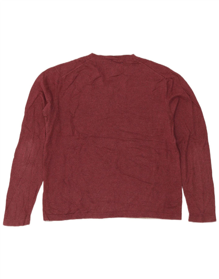 Eddie Bauer Herren-Pullover mit V-Ausschnitt, mittelgroße Baumwolle, Burgunderrot