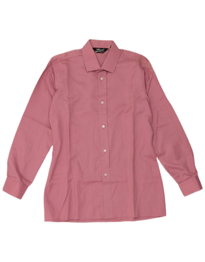 Vintage Herren Slim Shirt Größe 38 15 Mittelrosa Geometrisch