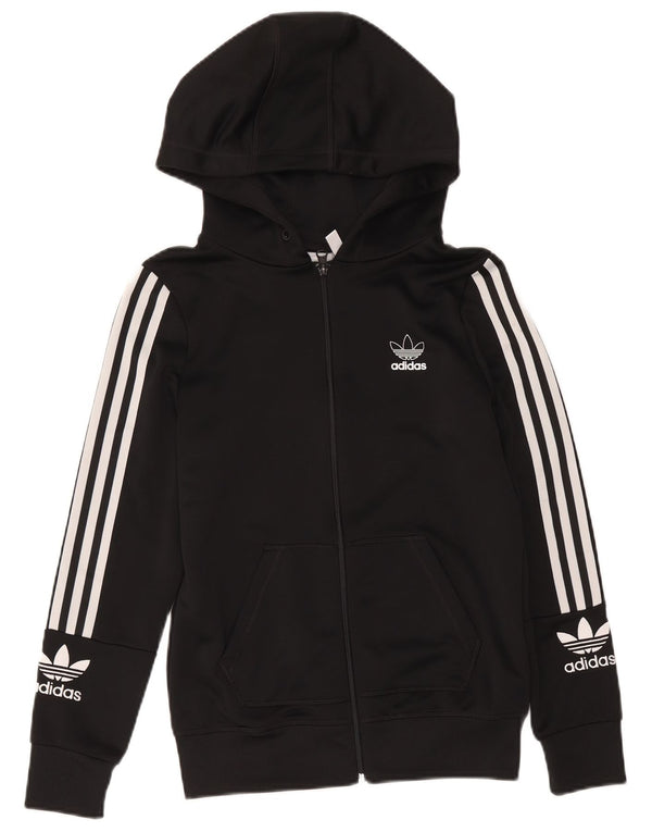 Adidas Damen Graphic Zip Hoodie Pullover UK 14 Mittelschwarzes Polyester