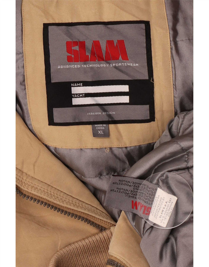 Slam Herren-Bomber-Windjacke mit Kapuze, UK 42, XL, Beige, Polyester