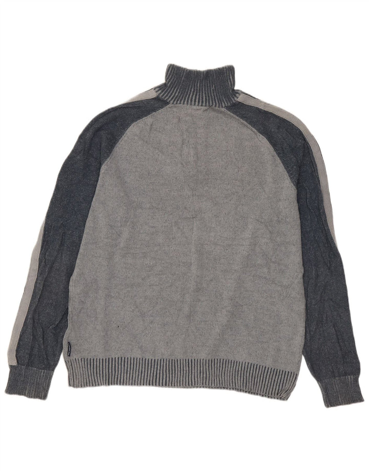 Calvin Klein Jeans Herren-Pullover mit Reißverschluss am Hals, Mittelgrau, Farbblock