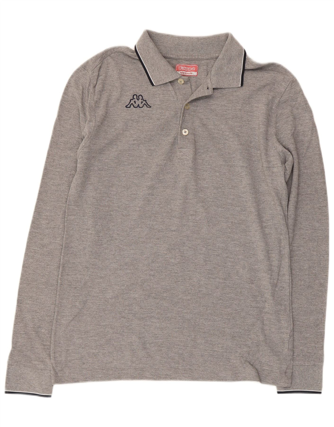 KAPPA Herren-Langarm-Poloshirt aus mittelgrau gesprenkelter Baumwolle