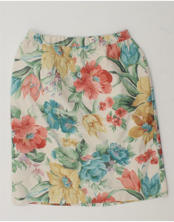 VINTAGE Womens Pencil Skirt  W28 Medium Multicoloured Floral Polyester Vintage Vintage and Second-Hand Vintage from Messina Hembry 