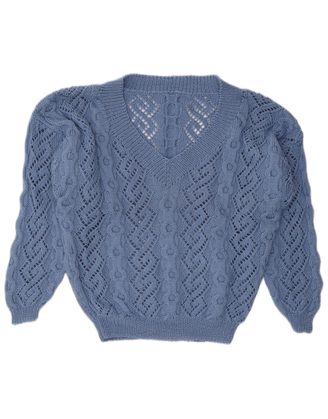 Vintage Damen V-Ausschnitt Pullover Pullover UK 16 Groß Blau