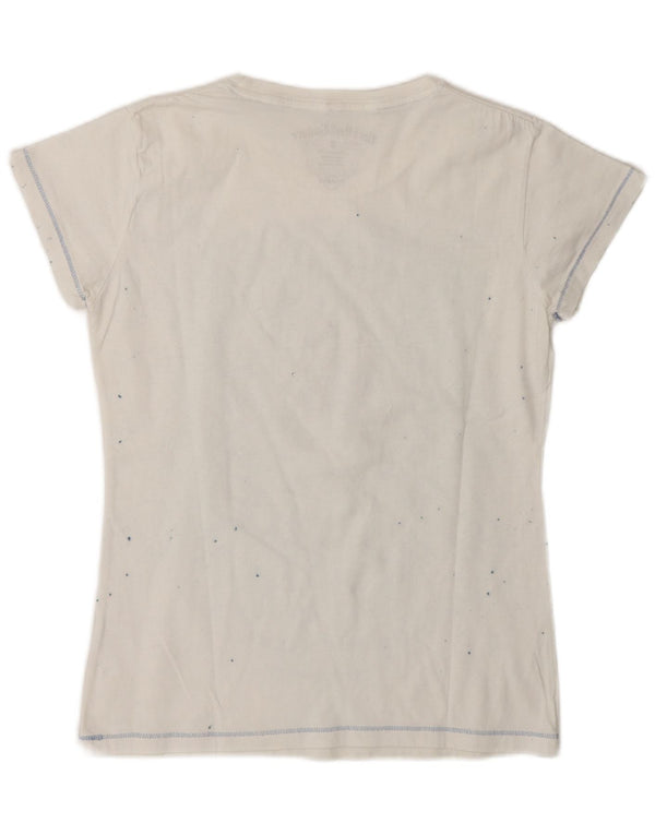 Hard Rock Cafe Damen New York Graphic T-Shirt Top UK 10 Small Weiß