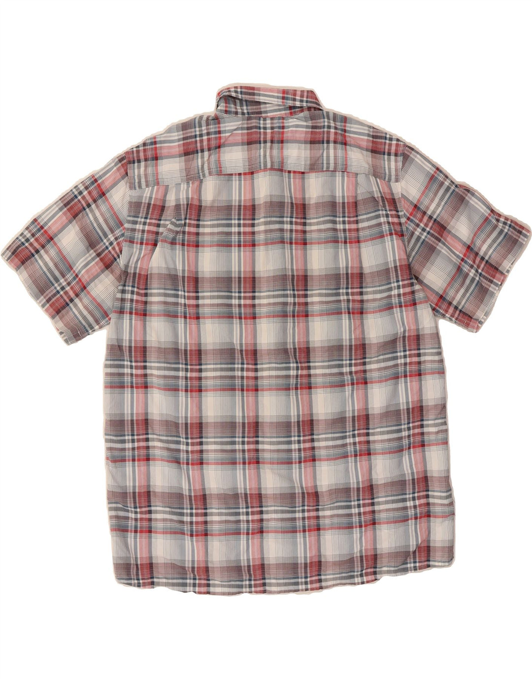 EDDIE BAUER Mens Short Sleeve Shirt Large Grey Check Polyester Vintage Eddie Bauer and Second-Hand Eddie Bauer from Messina Hembry 