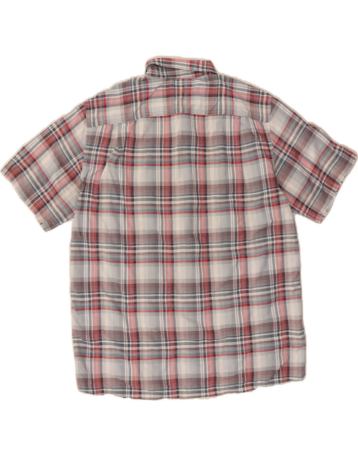 EDDIE BAUER Mens Short Sleeve Shirt Large Grey Check Polyester Vintage Eddie Bauer and Second-Hand Eddie Bauer from Messina Hembry 