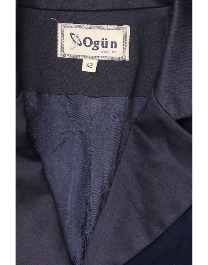 Vintage Damen Longline 4-Knopf-Blazerjacke IT 42 Mittelmarineblau