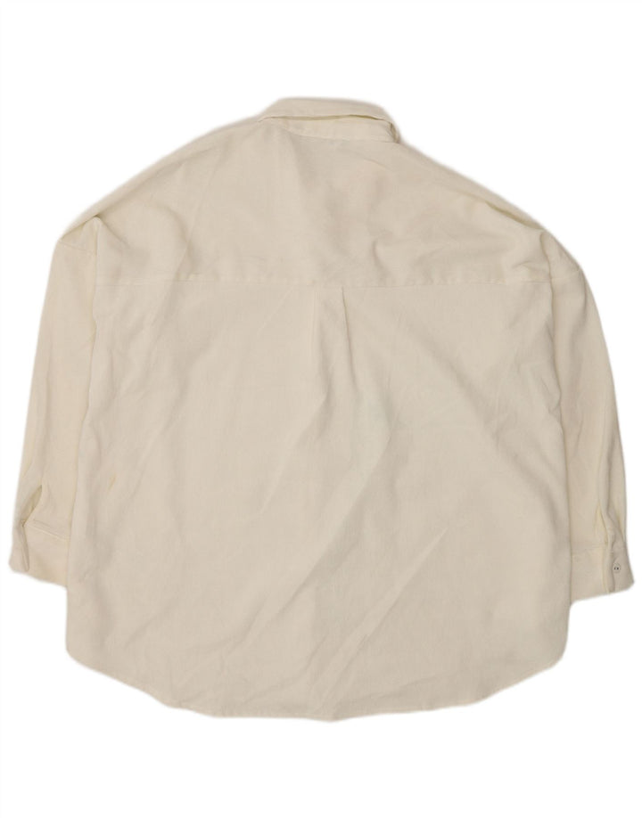 Zara Damen-Oversize-Hemd UK 14 Mittelweißes Polyester