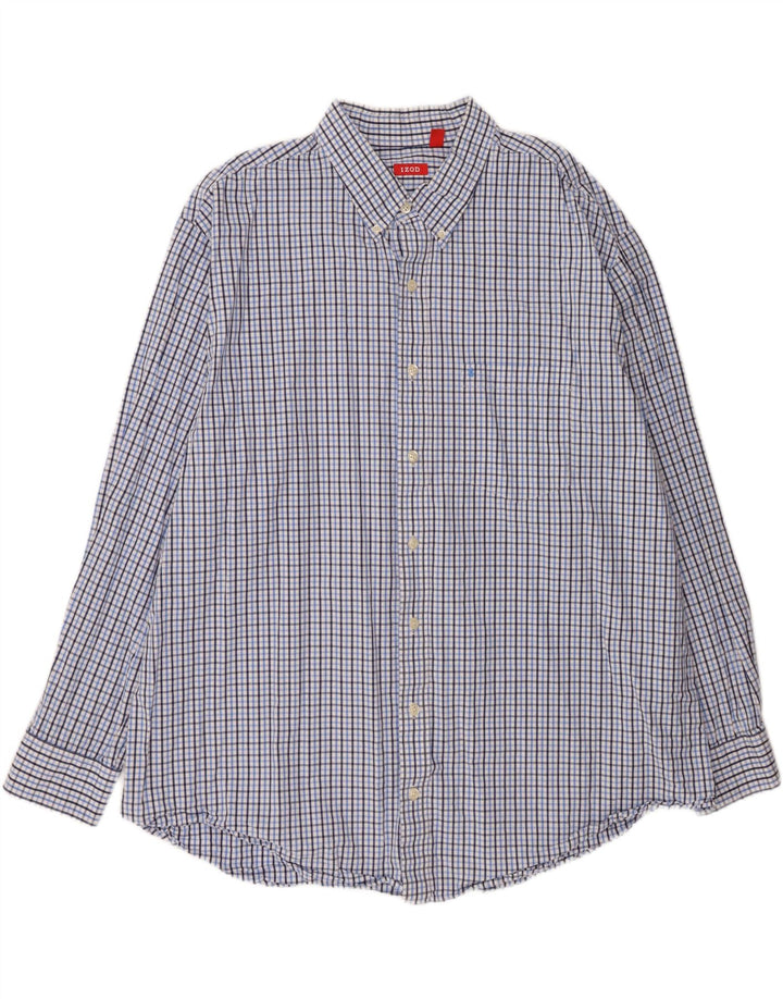 IZOD Mens Big & Tall Shirt 2XL Blue Check Cotton Vintage Izod and Second-Hand Izod from Messina Hembry 