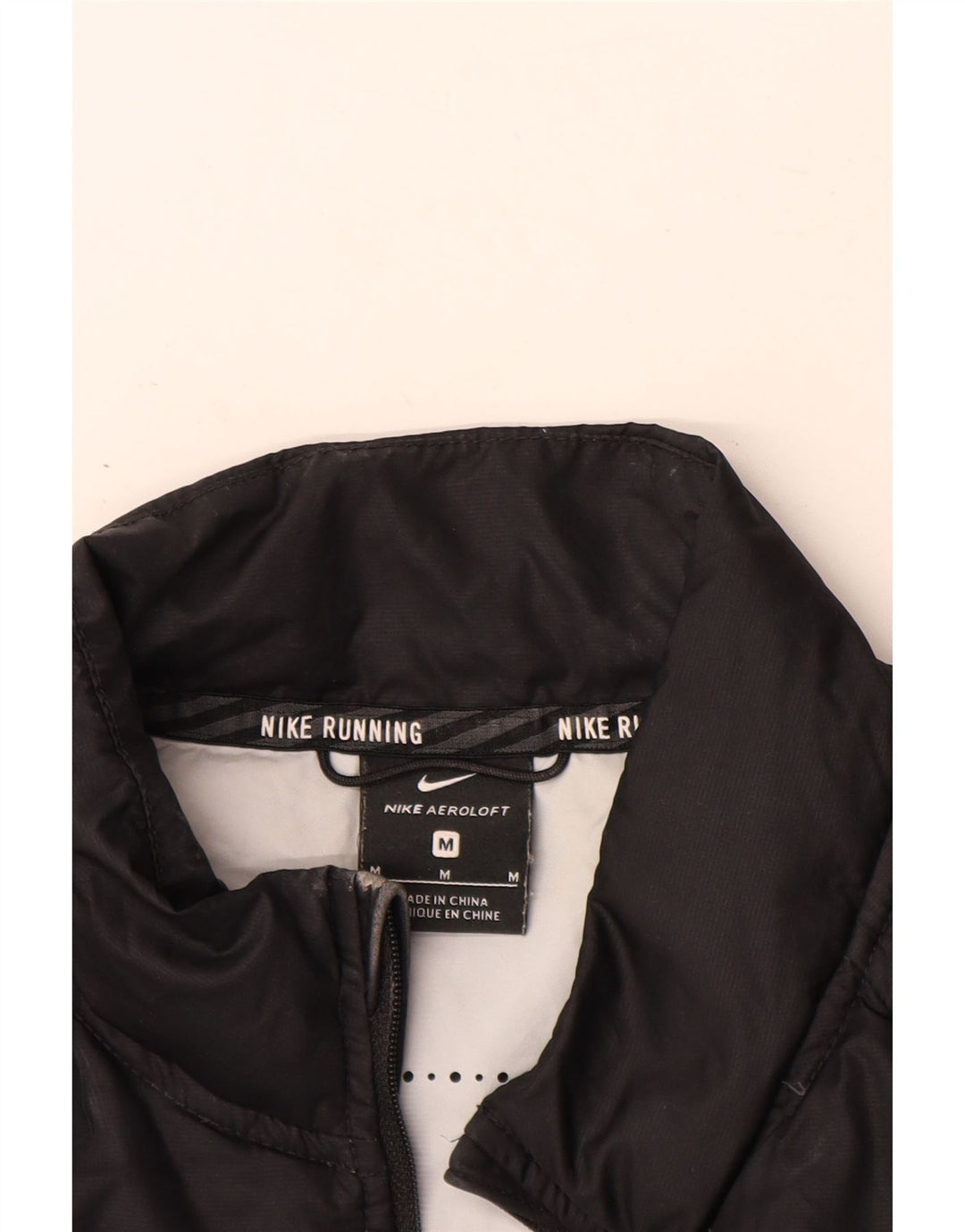 NIKE Damen Racer Jacke UK 12 Mittelschwarzes Polyester
