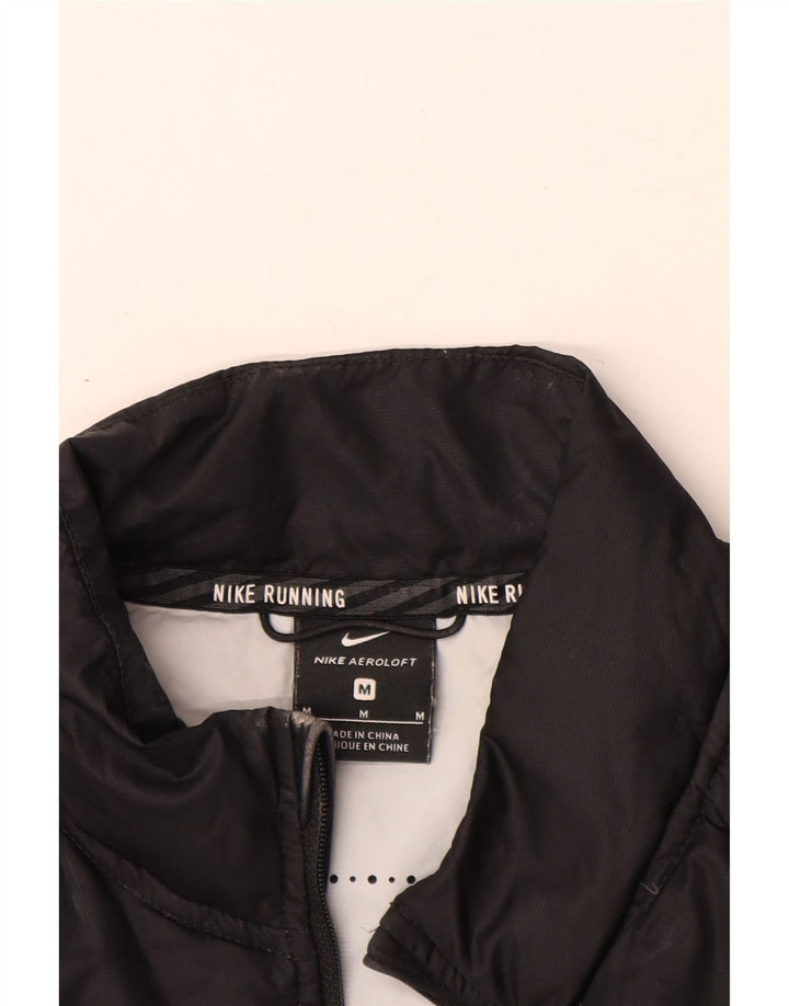 NIKE Damen Racer Jacke UK 12 Mittelschwarzes Polyester