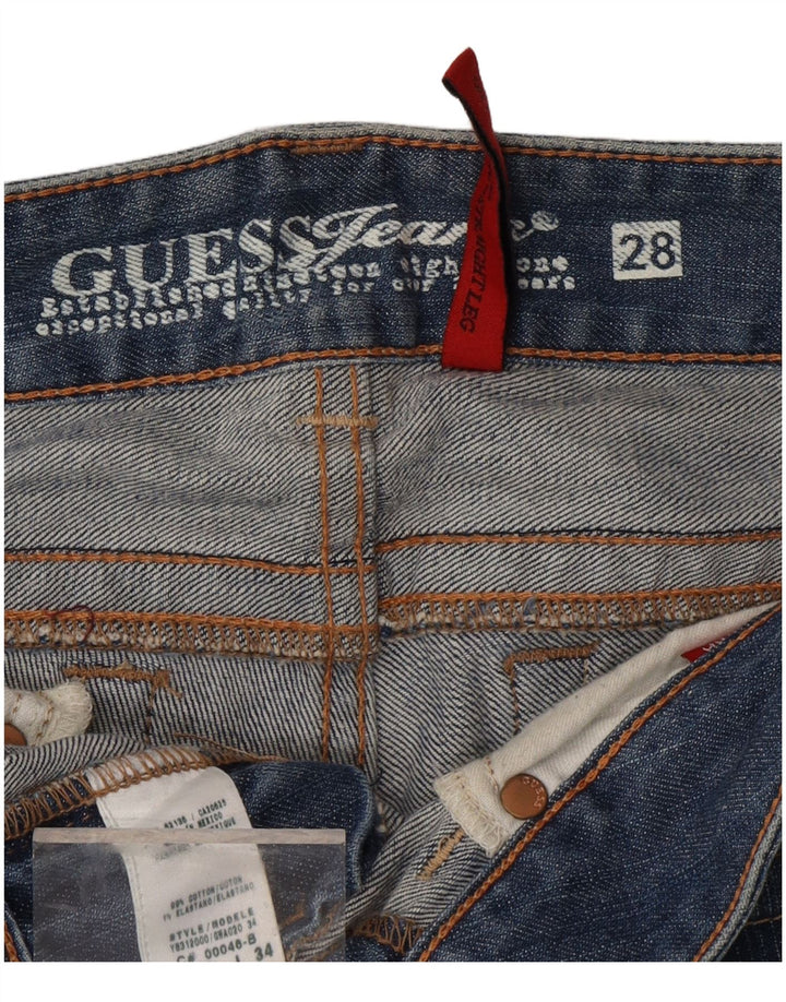 GUESS Damen Straight Jeans W28 L28 Blaue Baumwolle