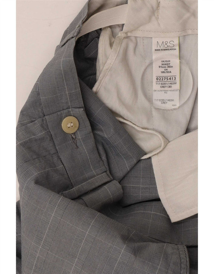 Marks & Spencer Herren-Chinoshorts W36, große grau karierte Baumwolle