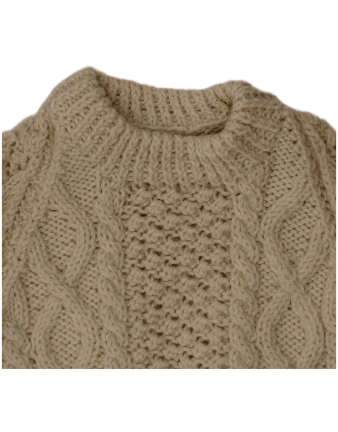 VINTAGE Jungen-Pullover mit Rundhalsausschnitt, 2–3 Jahre, gebrochenes Weiß