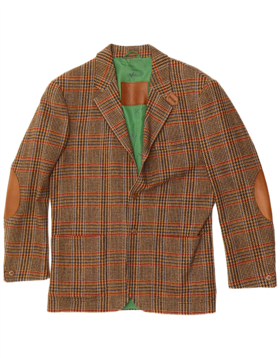 Wellington Herren Longline Blazer Jacke UK 40 Large Grüner Hahnentritt