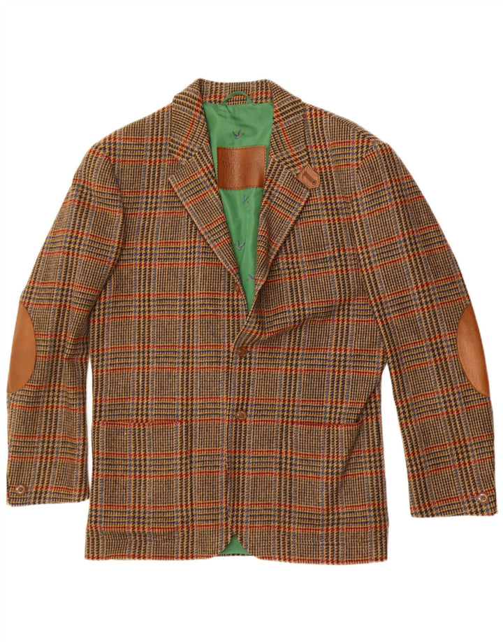 Wellington Herren Longline Blazer Jacke UK 40 Large Grüner Hahnentritt