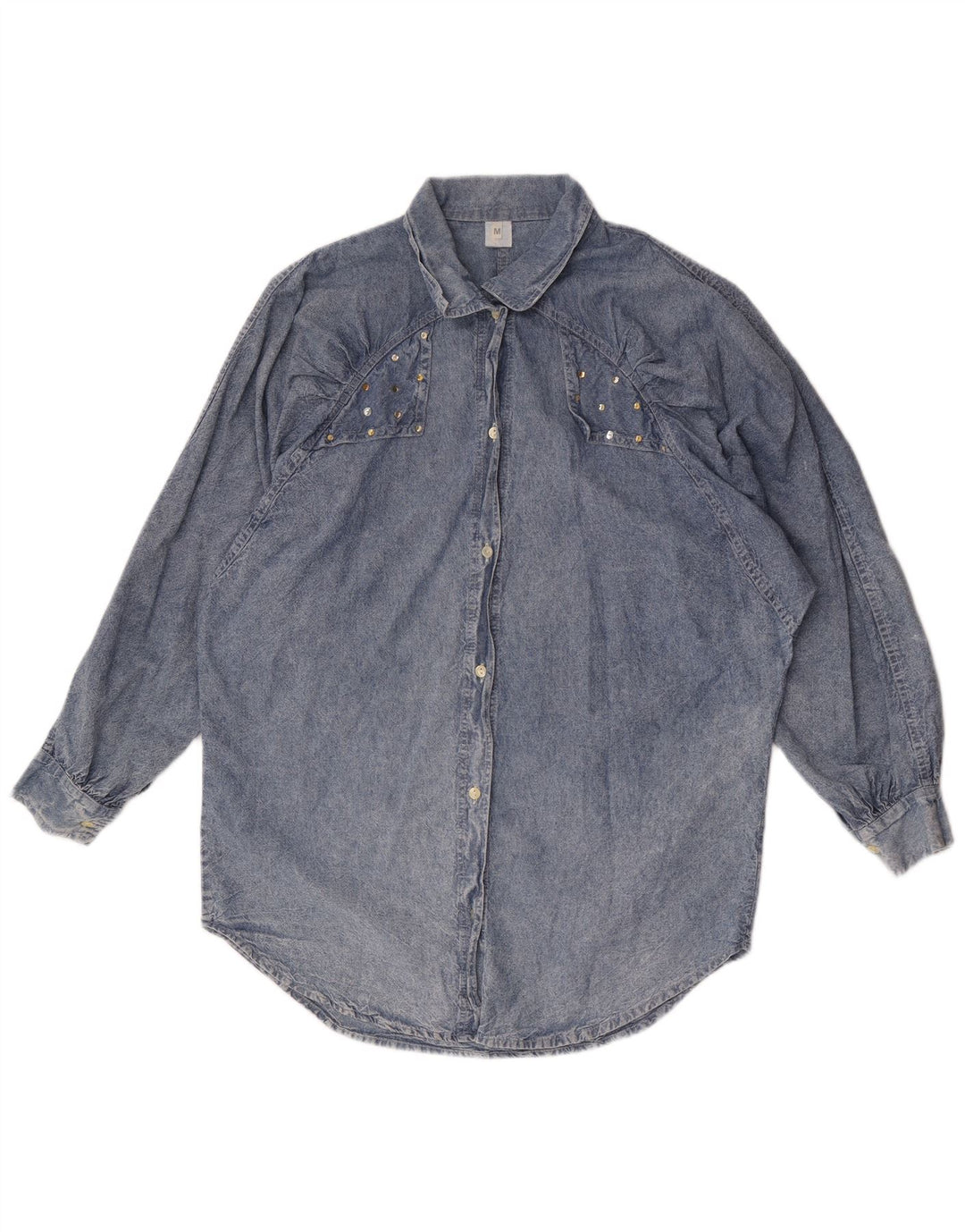 Vintage Damen Übergroßes Jeanshemd UK 14 Mittelblaue Baumwolle