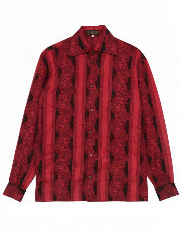 Chevalier Mens Shirt Medium Red Striped Polyester